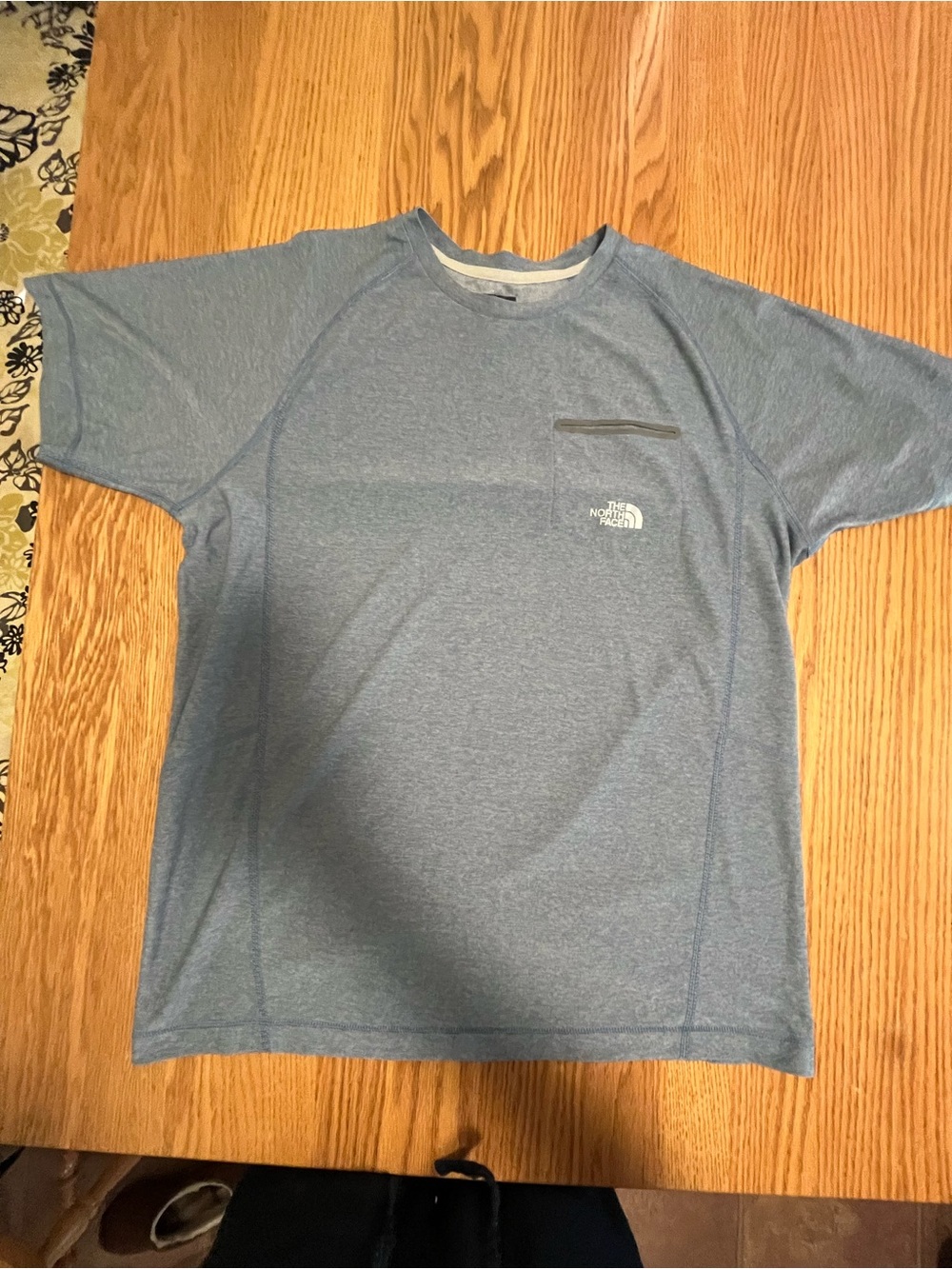 The North Face Flash Dry T Shirt Mens Large Blue Short Sleeve Activewear Pocket